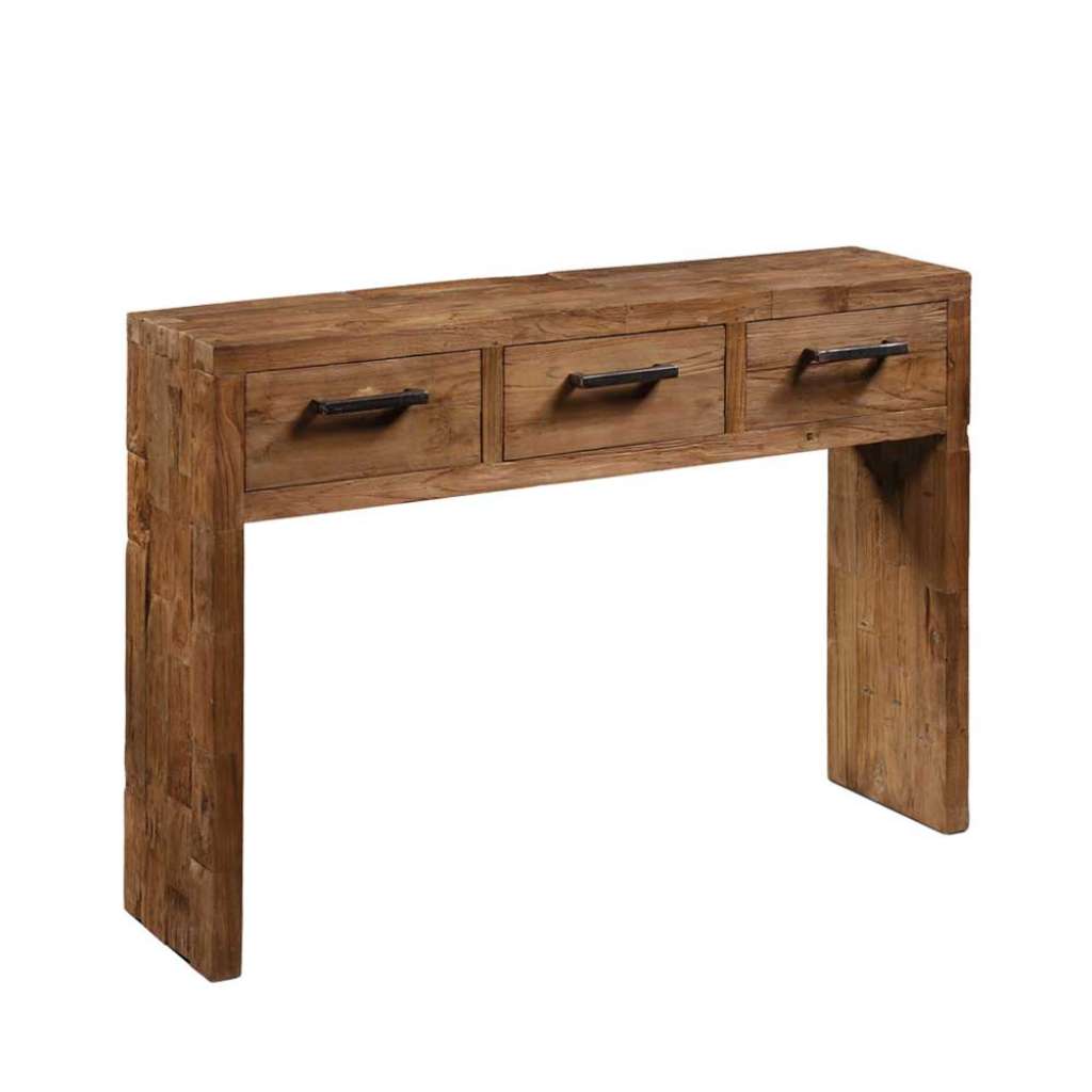 Konsolentisch aus Teak Massivholz Schubladen