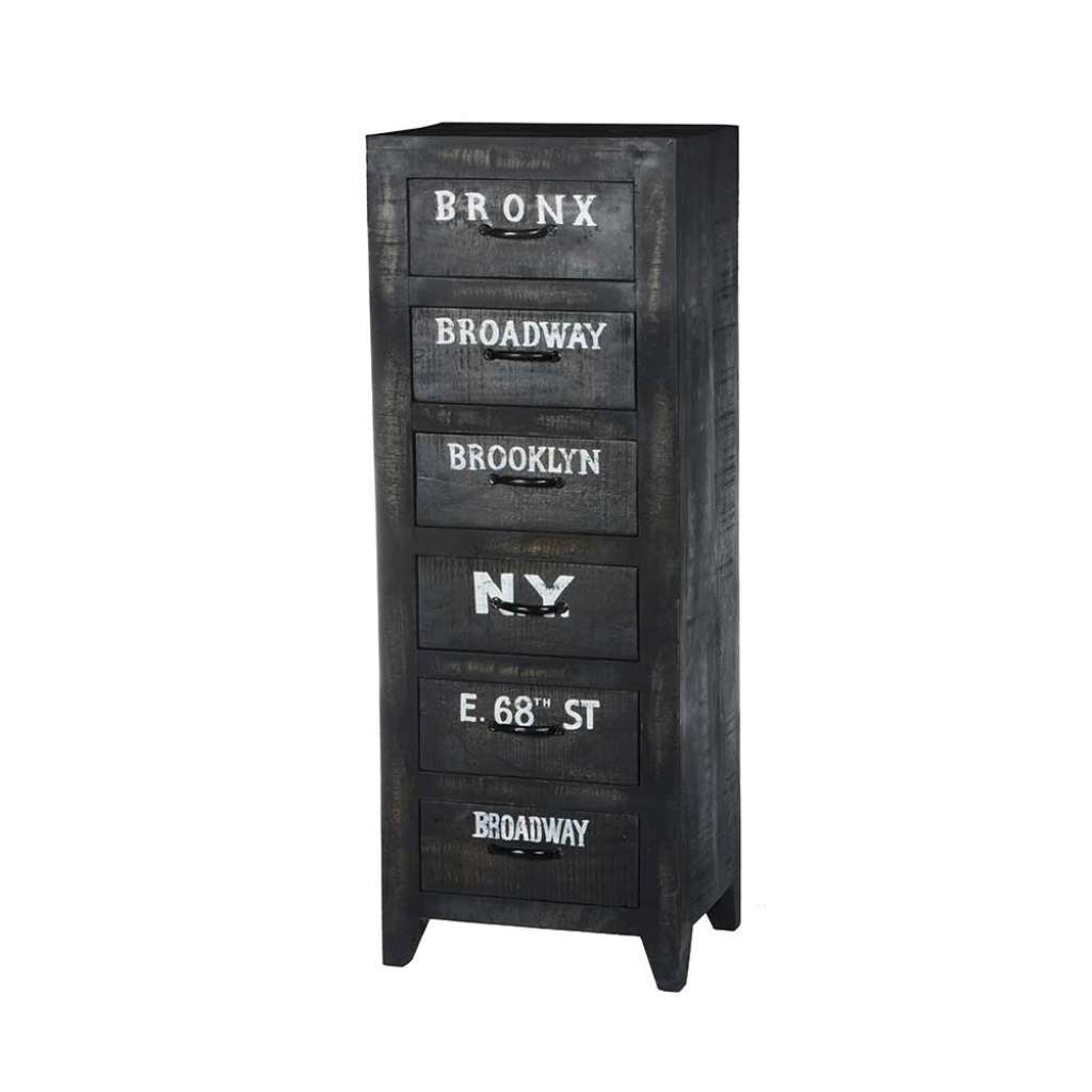 Schubladenkommode im Industrie Style Schwarz antik