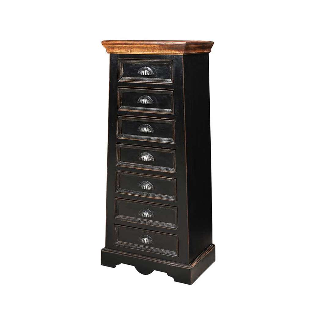 Hochkommode mit Antik Finish Schwarz