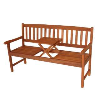 Holz Gartenbank mit integriertem Tisch Eukalyptusholz