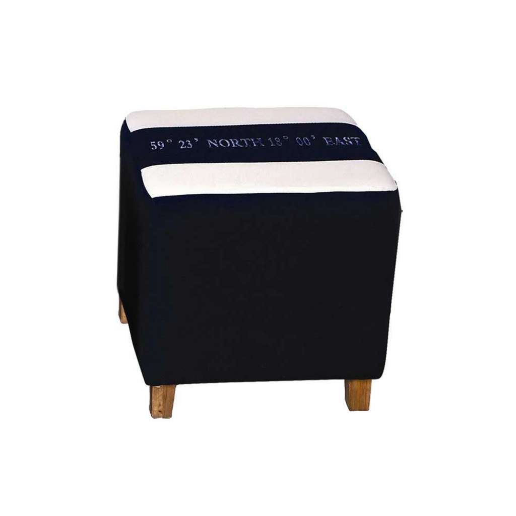 Sitzhocker im Maritimen Design Weiß Blau