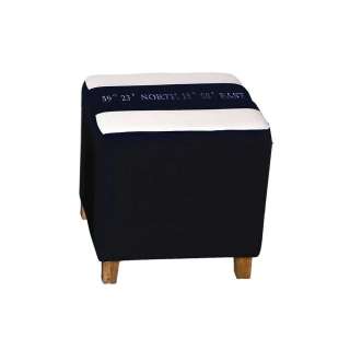 Sitzhocker im Maritimen Design Weiß Blau