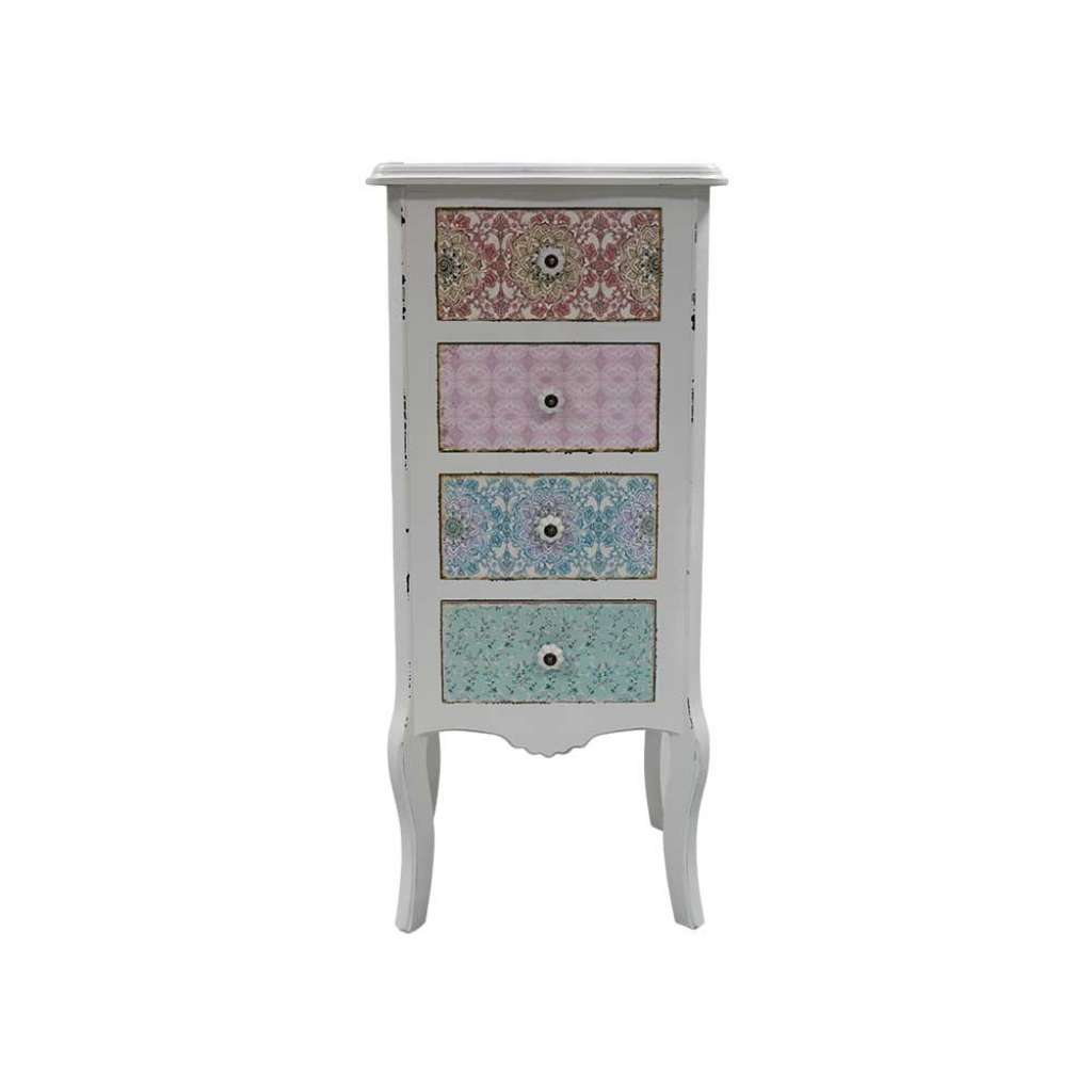 Hohe Kommode in Bunt gemustert 4 Schubladen