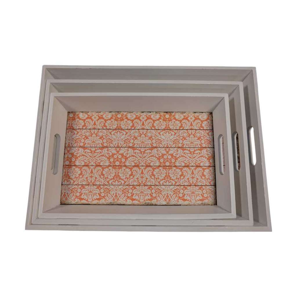 Tablett Set mit Pailsley Muster Griffe (3er Set)