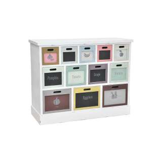 Apothekerkommode in Weiß Bunt Shabby Chic