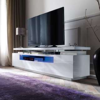 TV Sideboard in Weiß Hochglanz LED Beleuchtung