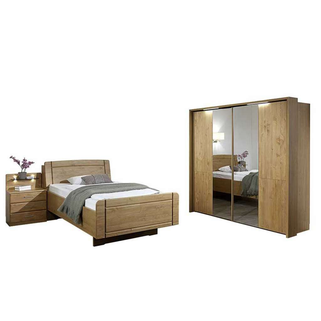 Schlafzimmermöbel Set aus Erle teilmassiv 120x200 cm (3-teilig)