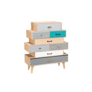 Retro Kommode in Bunt gemustert 8 Schubladen