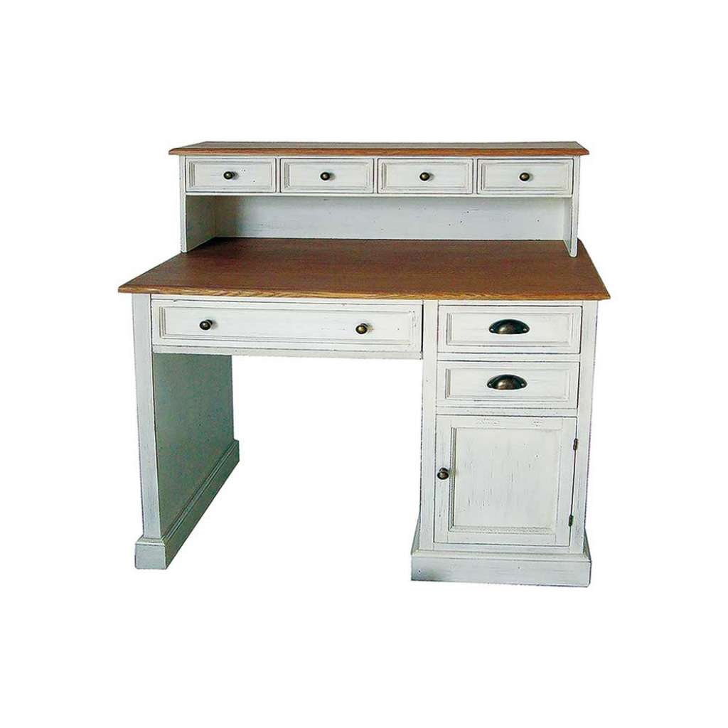 Shabby Schreibtisch mit Aufsatz Weiß