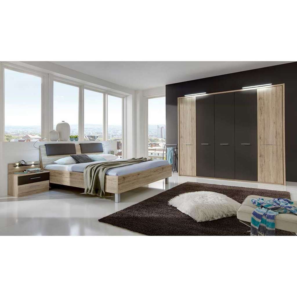 Schlafzimmermöbel in Eiche Santana Braun komplett (4-teilig)