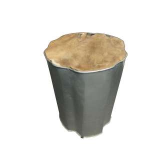 Hocker in Baumstamm Optik Teakholz