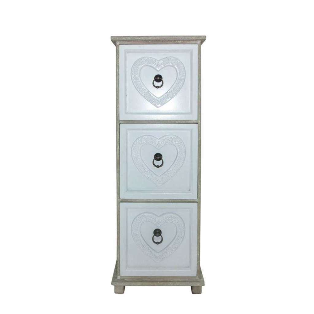 Shabby Chic Kommode mit Herzen Weiß Grau