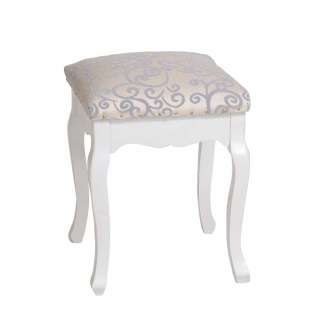 Sitzhocker in Weiß Beige Landhaus