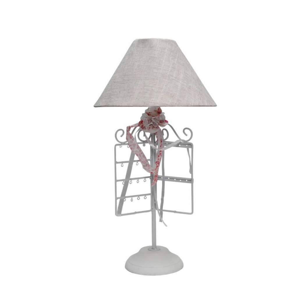 Landhaus Lampe mit Schmuckständer Weiß Grau