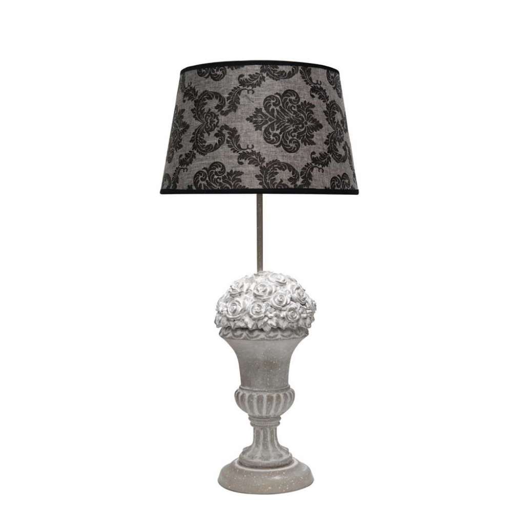 Tischlampe mit Kunststein Fuß Leinenschrim