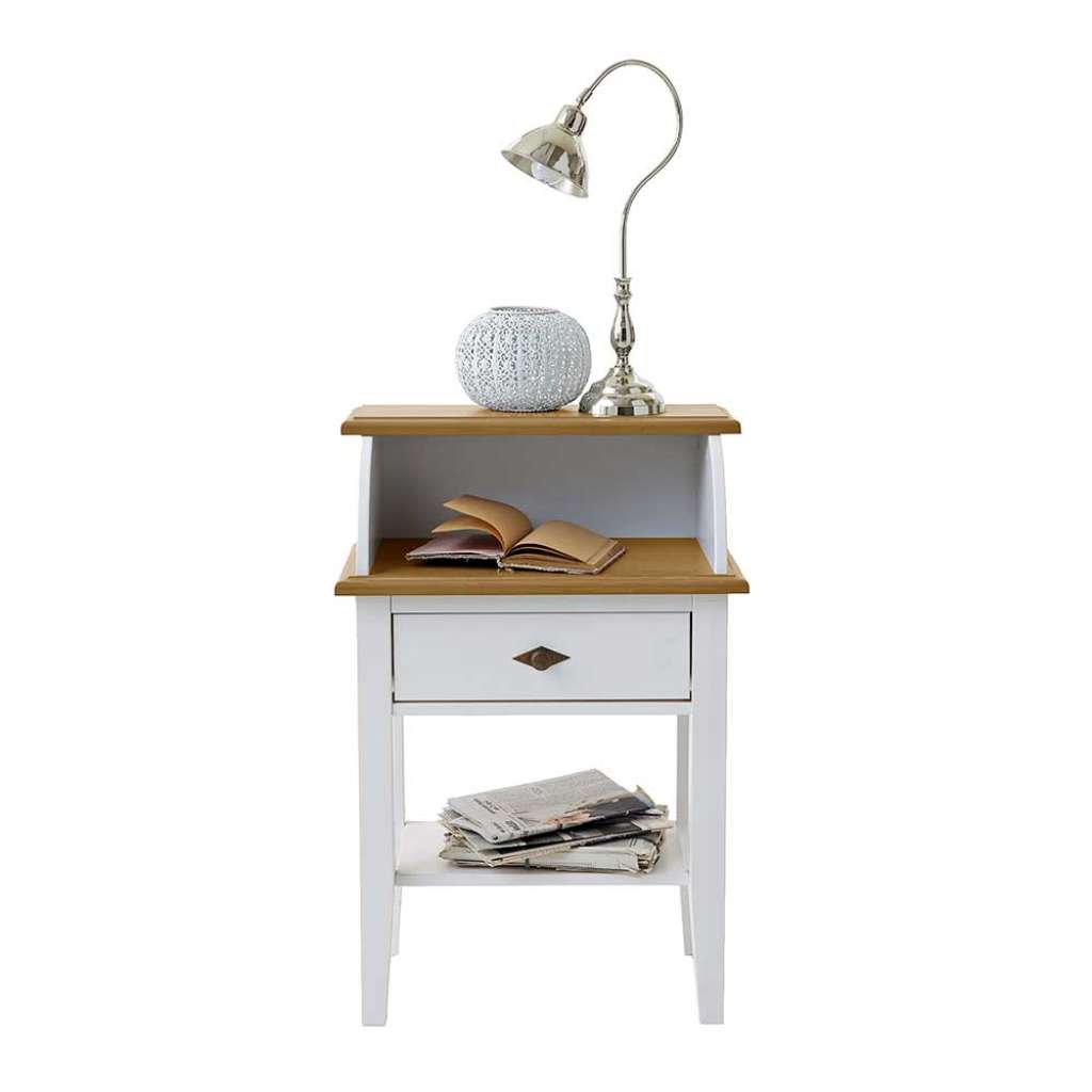 Telefontisch in Weiß Kiefer Massivholz