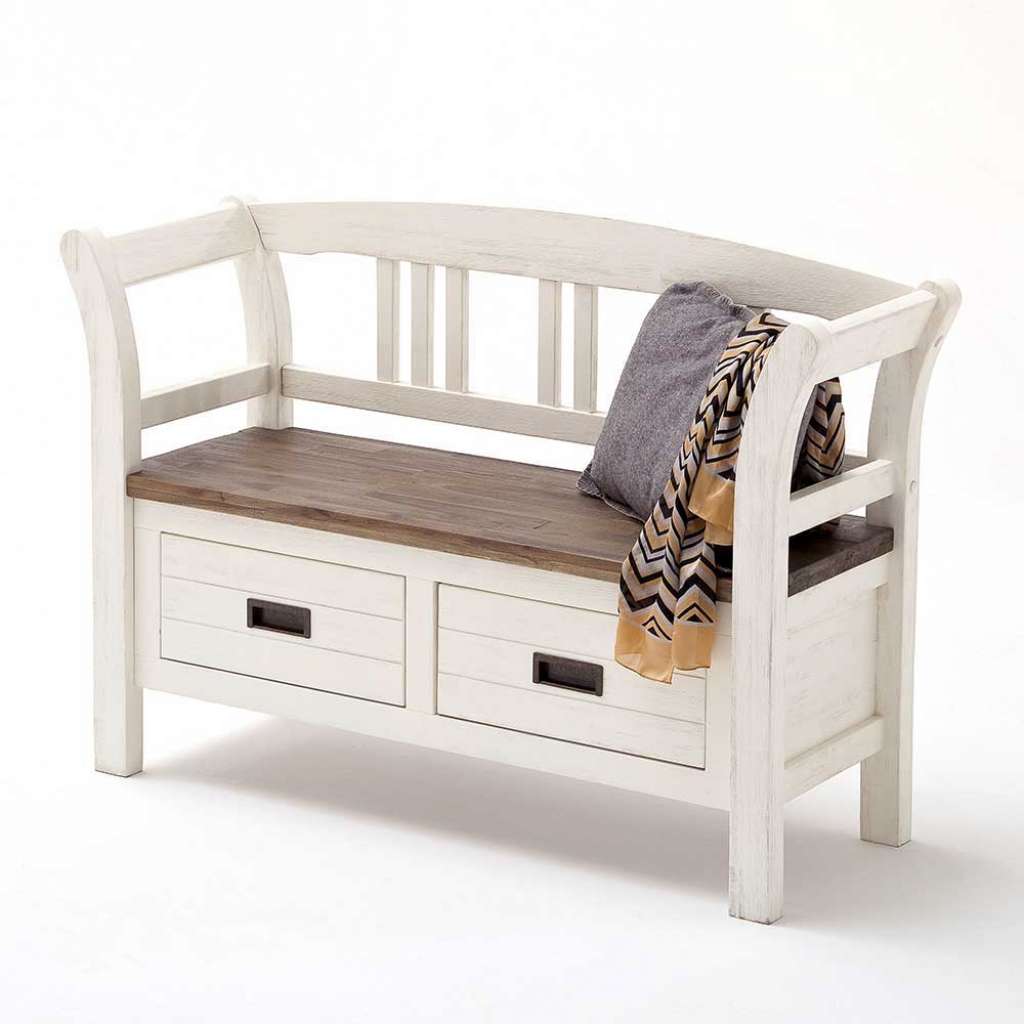 Garderobenbank in Weiß Braun Landhaus