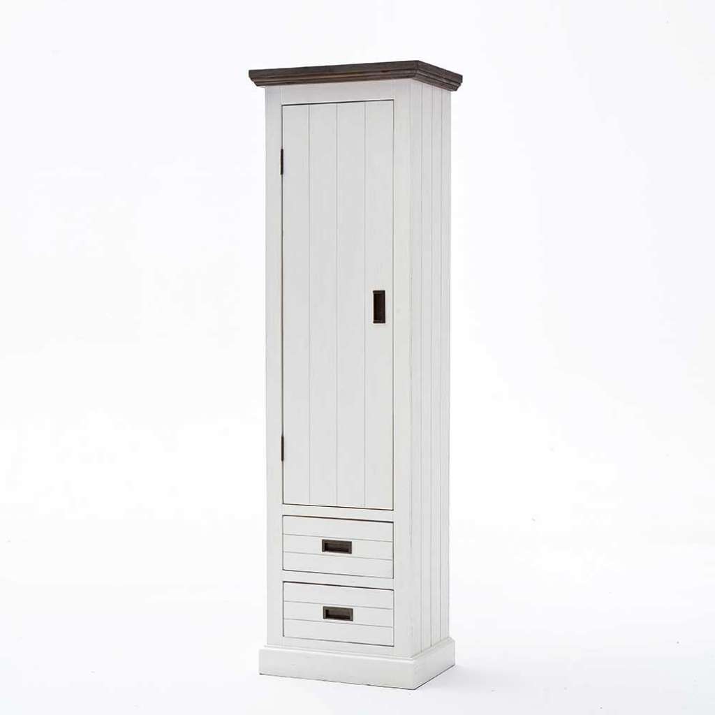 Dielenkleiderschrank in Weiß Braun Landhaus