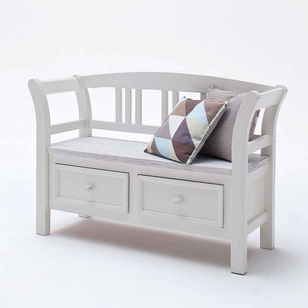 Flurbank in Weiß Kiefer massiv