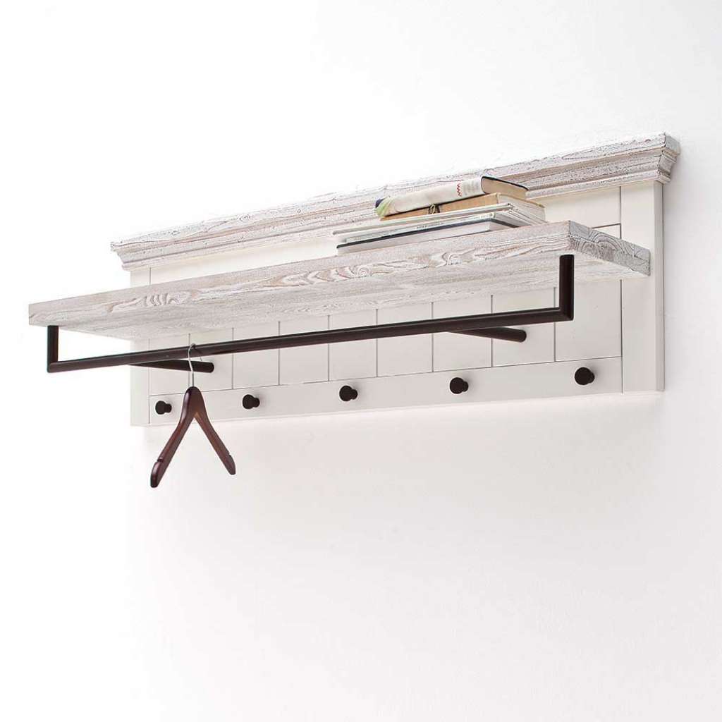 Massivholz Garderobe in Weiß Landhaus