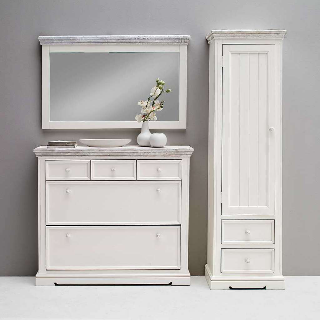 Flurmöbel Set in Weiß Kiefer Massivholz (3-teilig)