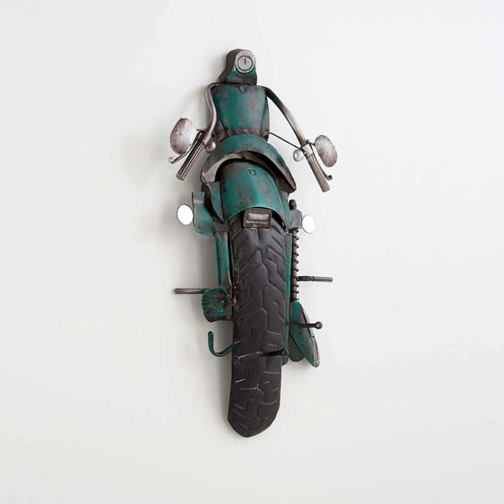Wandgarderobe als Motorrad Grün Schwarz