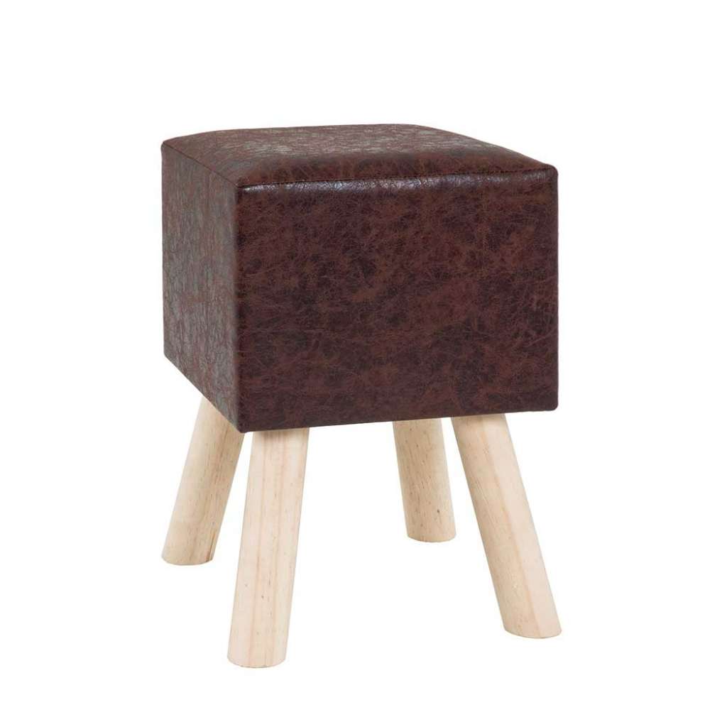 Hocker in Braun mit Holzfüßen