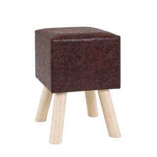Hocker in Braun mit Holzfüßen