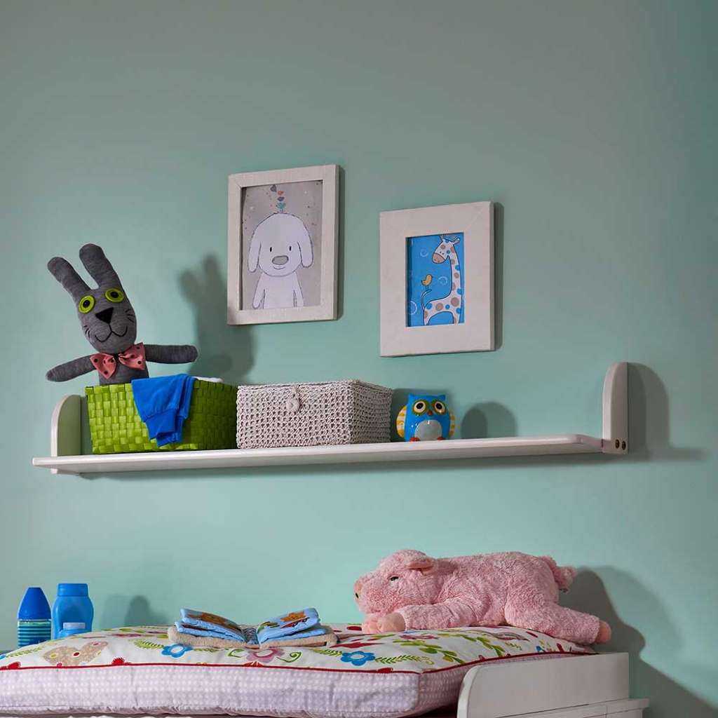 Baby Wandregal in Weiß Kiefer Massivholz