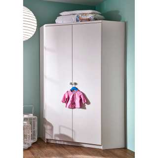 Baby Eckschrank in Weiß Kiefer Massivholz