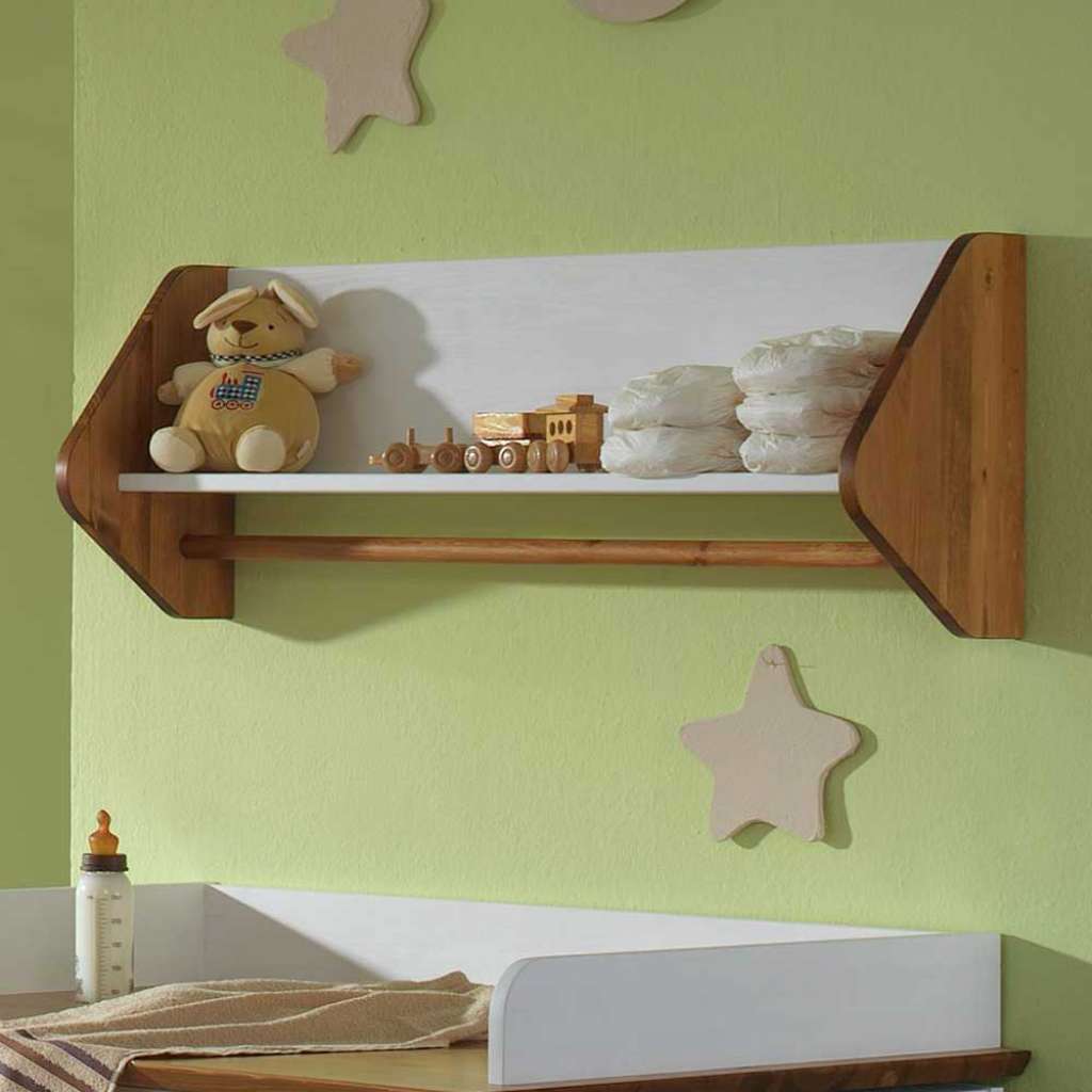 Babyzimmer Wandboard in Weiß Kiefer massiv