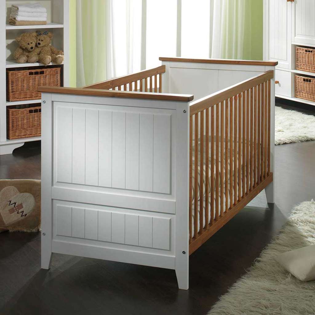 Massivholz Babybett im Landhausstil Kiefer