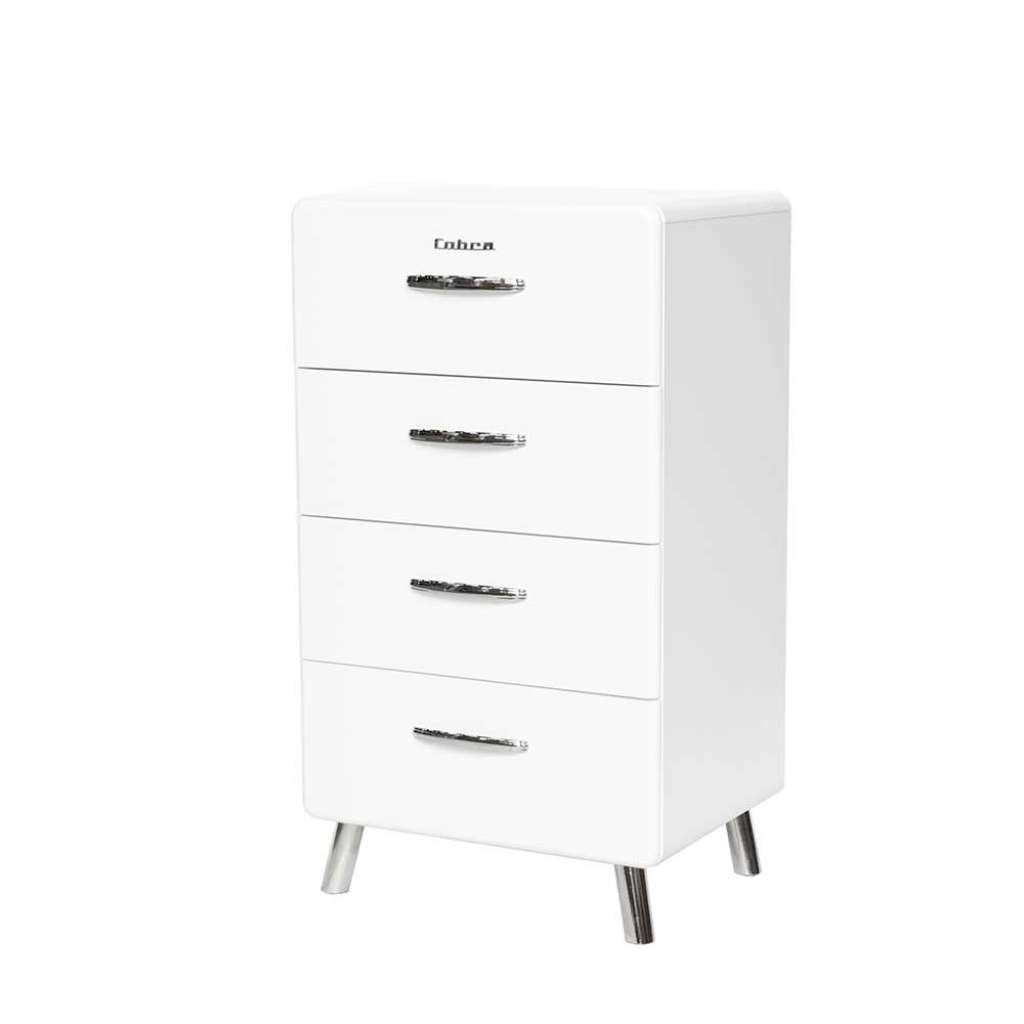 Retro Kommode mit 4 Schubladen Weiß lackiert