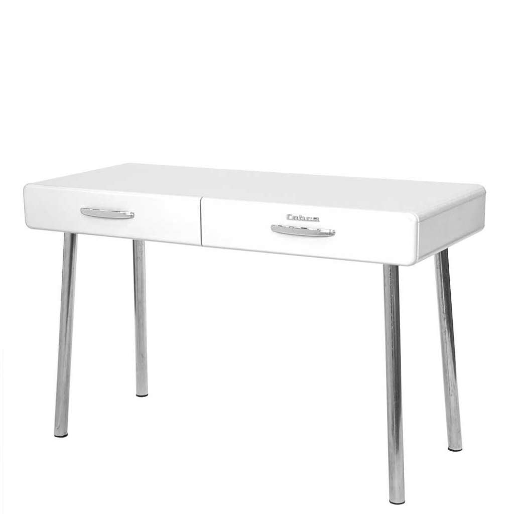 Schreibtisch im Retro Design Weiß lackiert