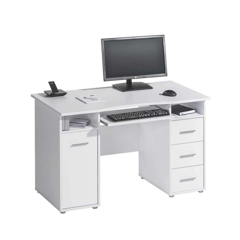 PC Schreibtisch in Weiß 150 cm breit