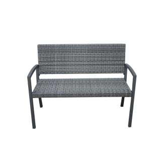 Polyrattan Bank mit Armlehnen Grau