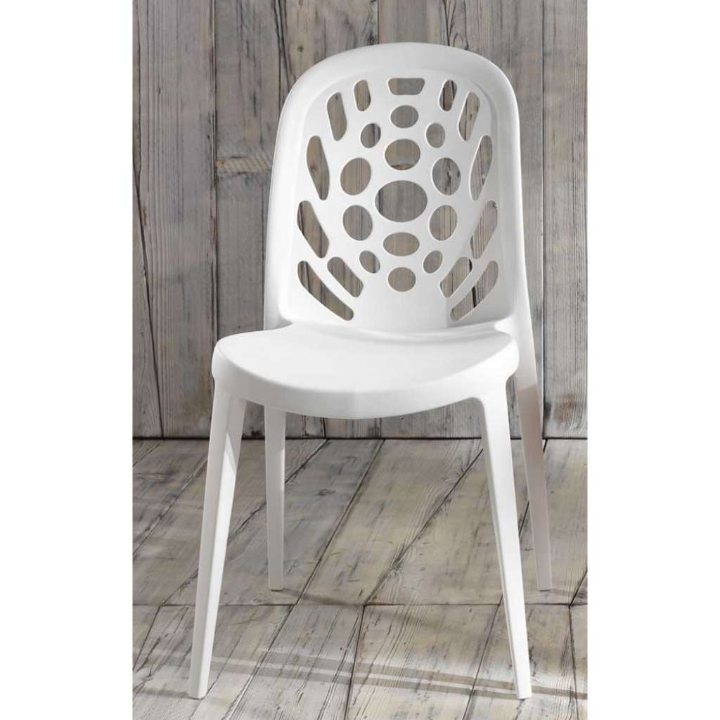 Küchenstuhl mit Lochmuster Weiß (4er Set)