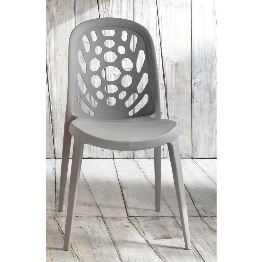 Esstischstuhl in Grau Lochmuster (4er Set)