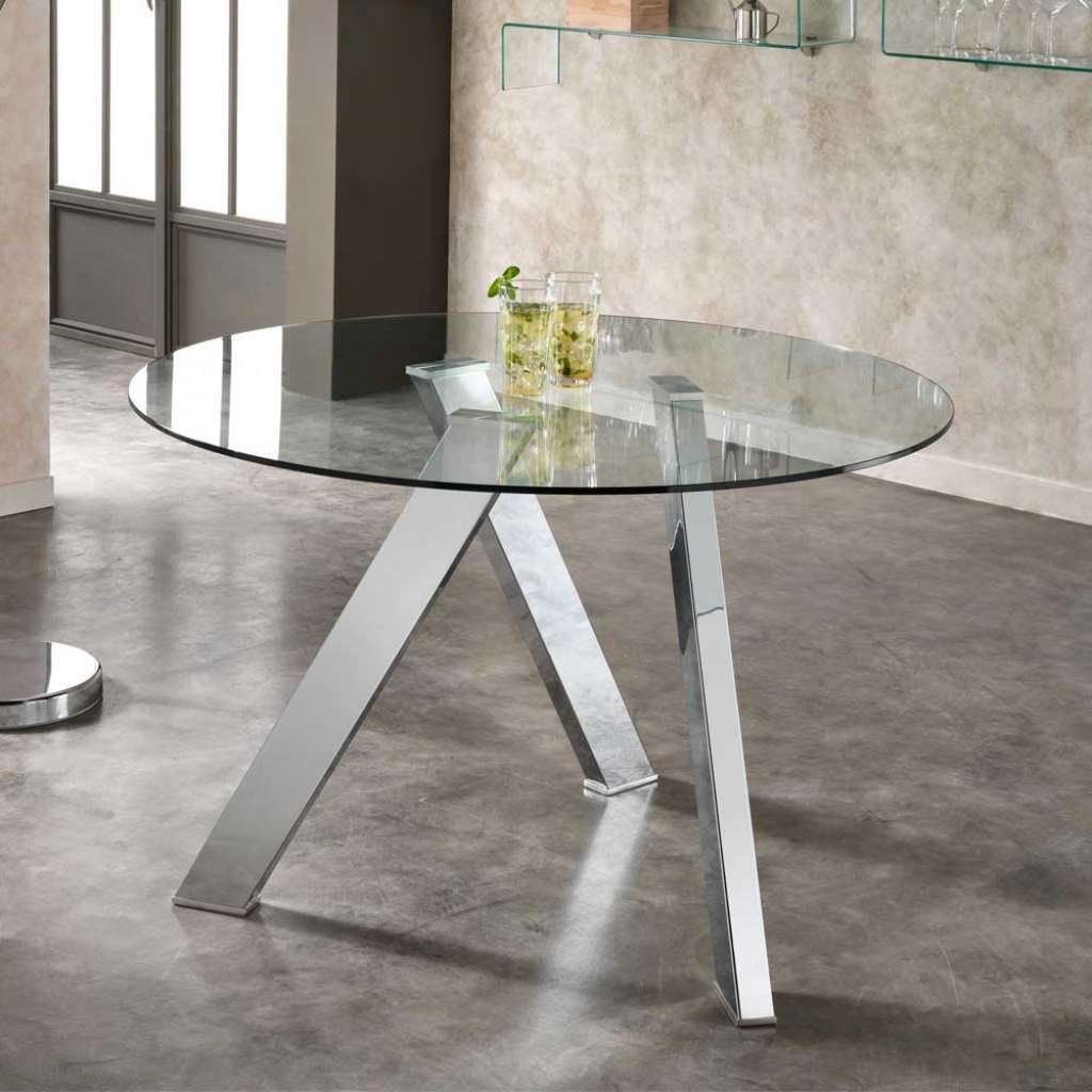 Runder Esstisch mit Glasplatte 120 cm breit