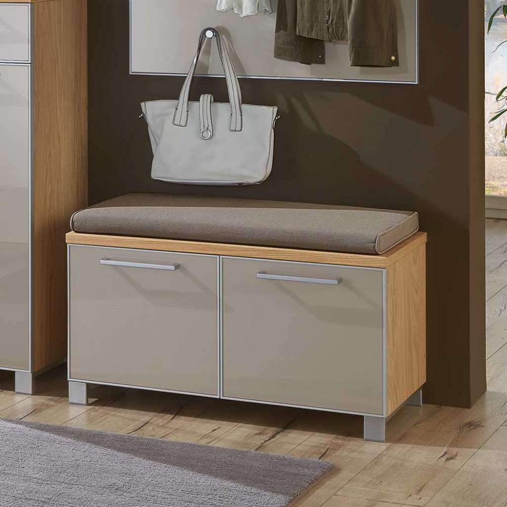 Bank für Garderobe Grau Glas Eiche Bianco