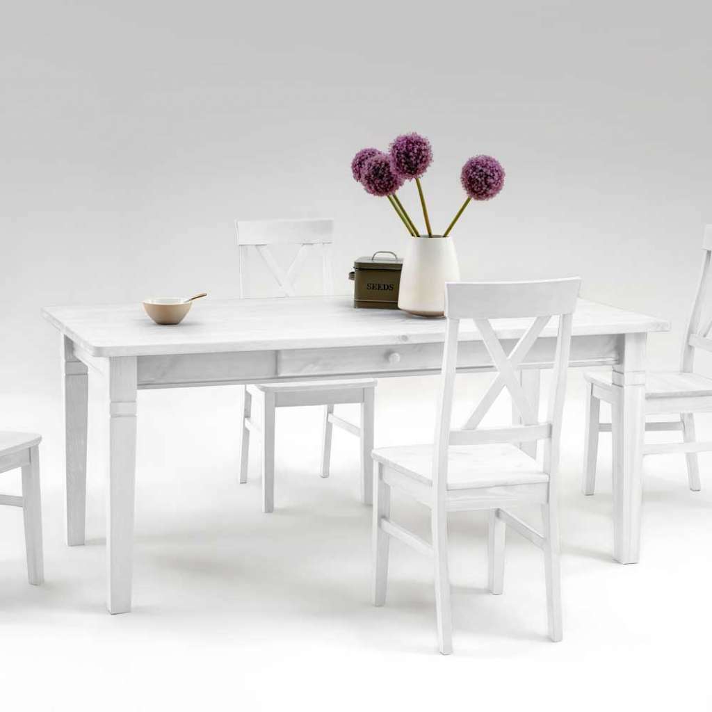 Kiefer Esstisch in Weiß Landhausstil