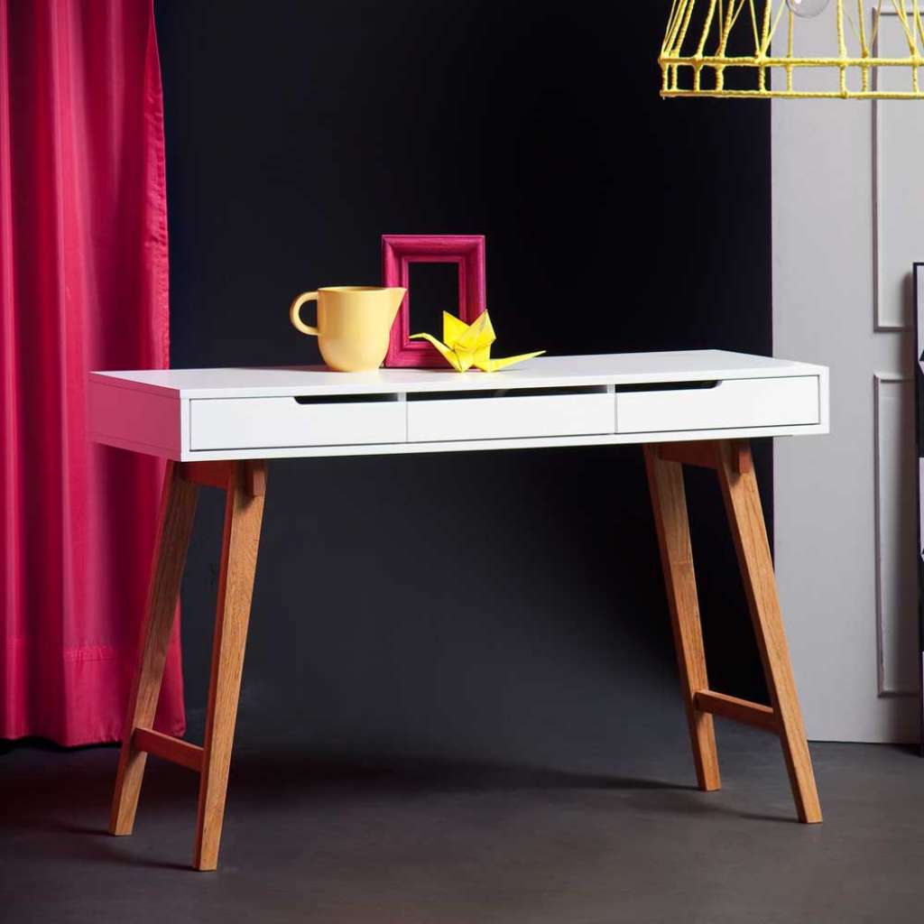Schreibtisch Konsole in Weiß Buche 120 cm breit