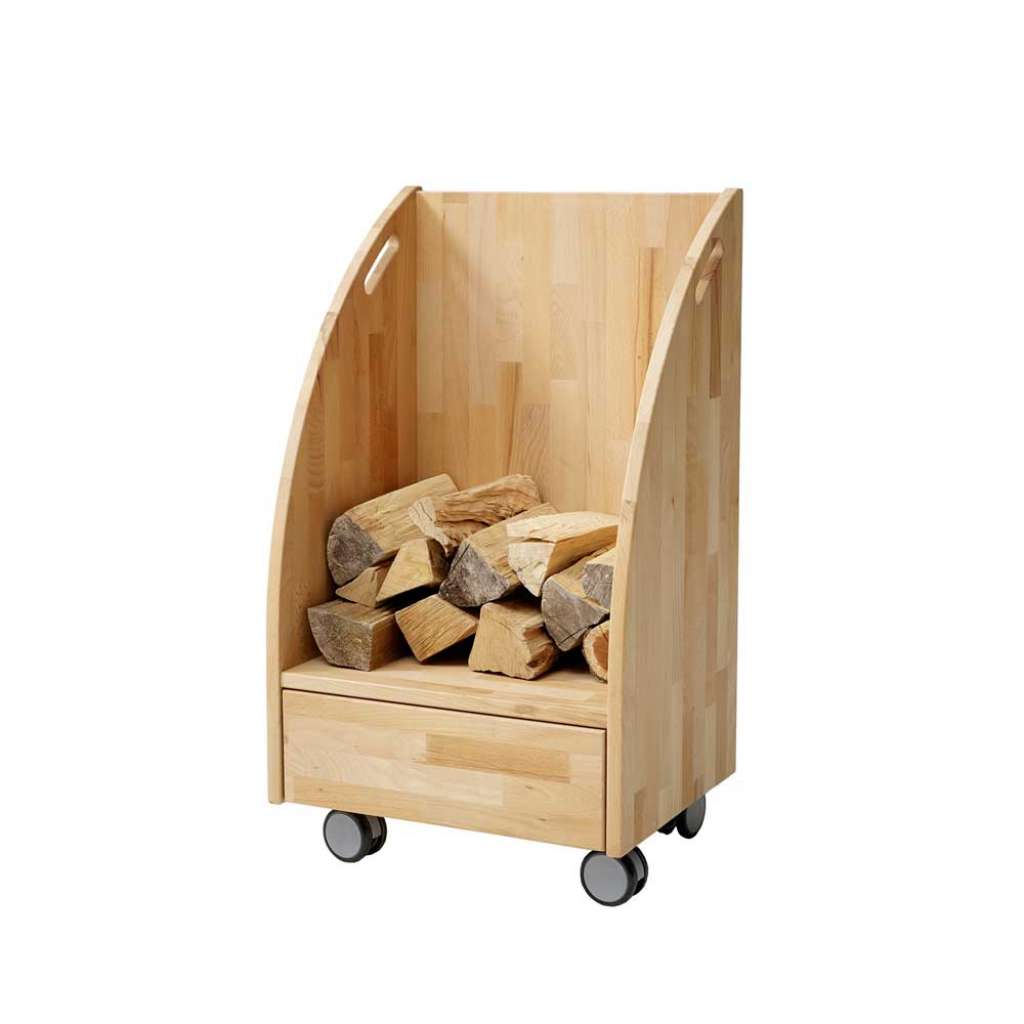 Kaminholzwagen mit Rollen Kernbuche Massivholz