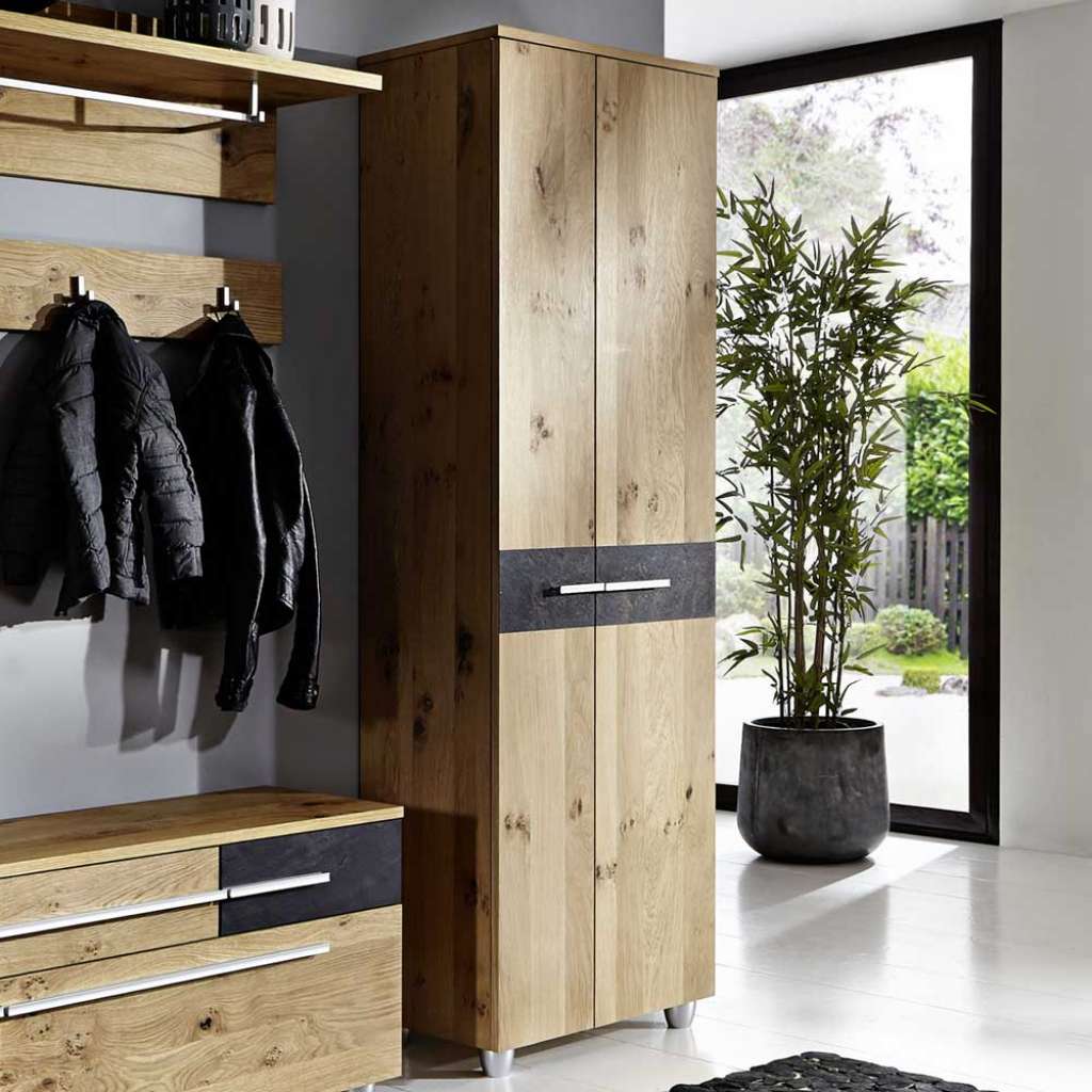 Dielenschrank in Wildeiche Bianco 60 cm breit