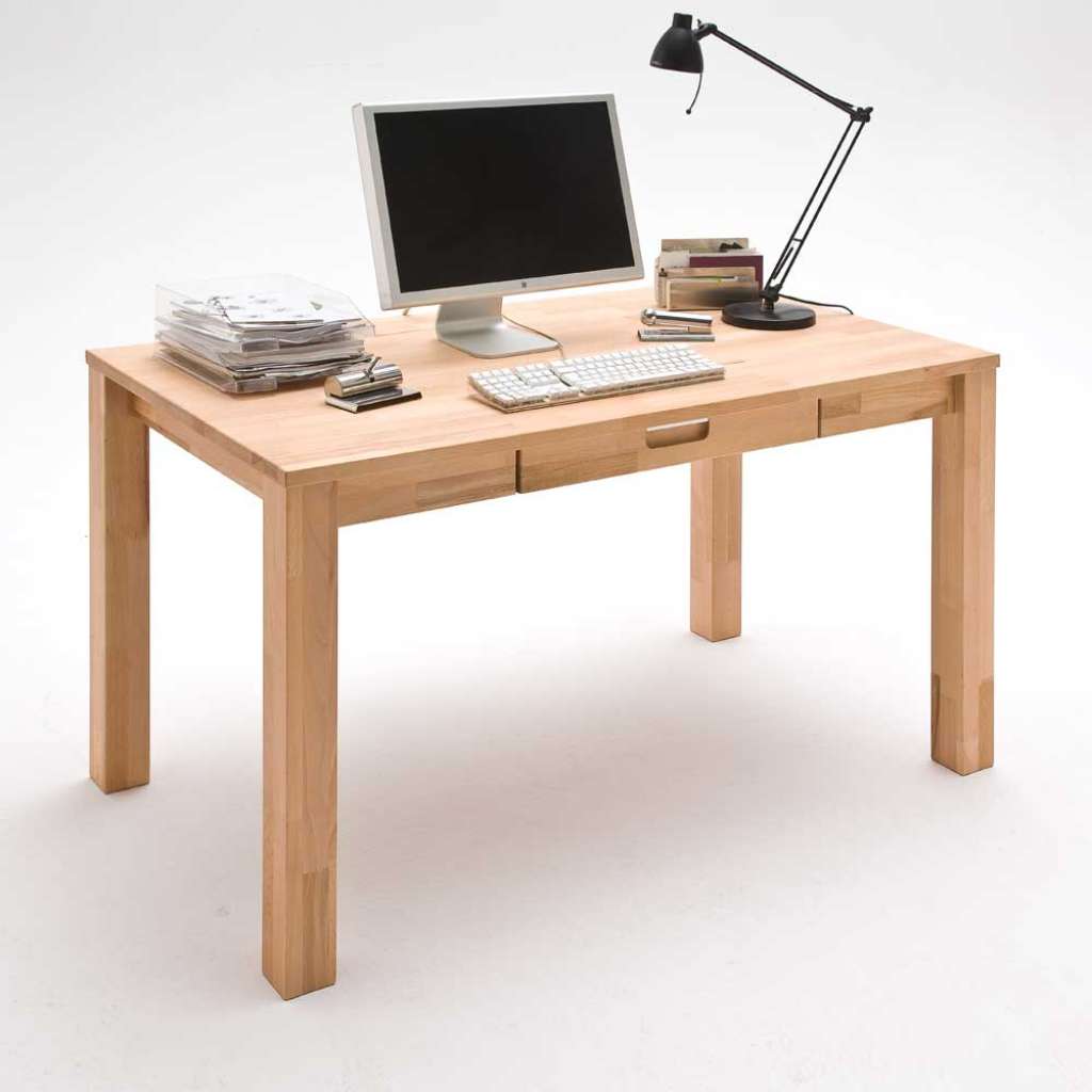 Computer Schreibtisch aus Kernbuche Massivholz 140 cm breit