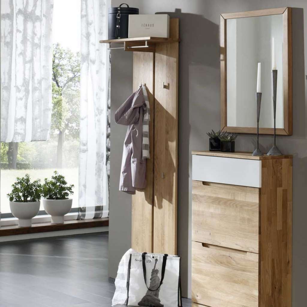 Wandpaneel Garderobe aus Wildeiche Massivholz 60 cm breit