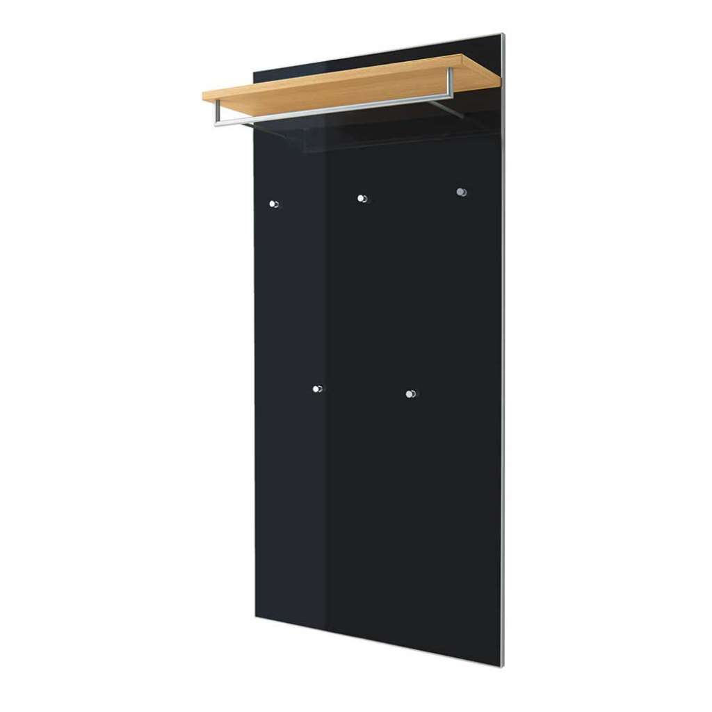 Wandpaneel Garderobe in Anthrazit Glas beschichtet Eiche Bianco furniert