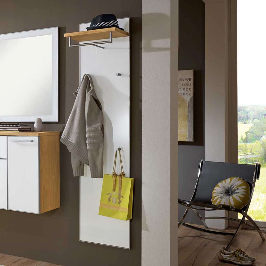 Kleiderpaneel in Weiß Glas beschichtet Eiche furniert