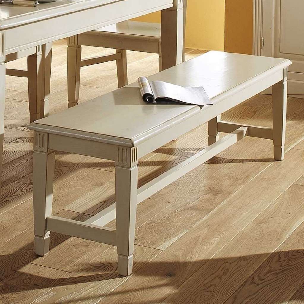 Landhaus Sitzbank in Creme Fichte Massivholz