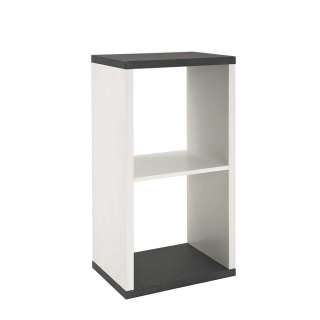 2 Fächer Regal in Weiß Grau 30 cm tief